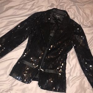 Sequin black tuxedo jacket / blazer